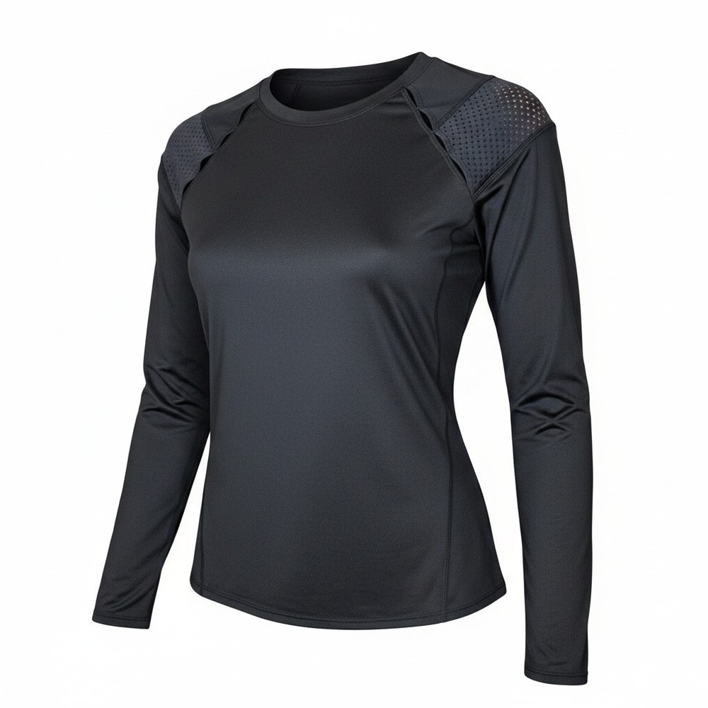 Tail Womens Black Long Sleeve Golf‎ Top Mesh Shoulder Cut Out Small